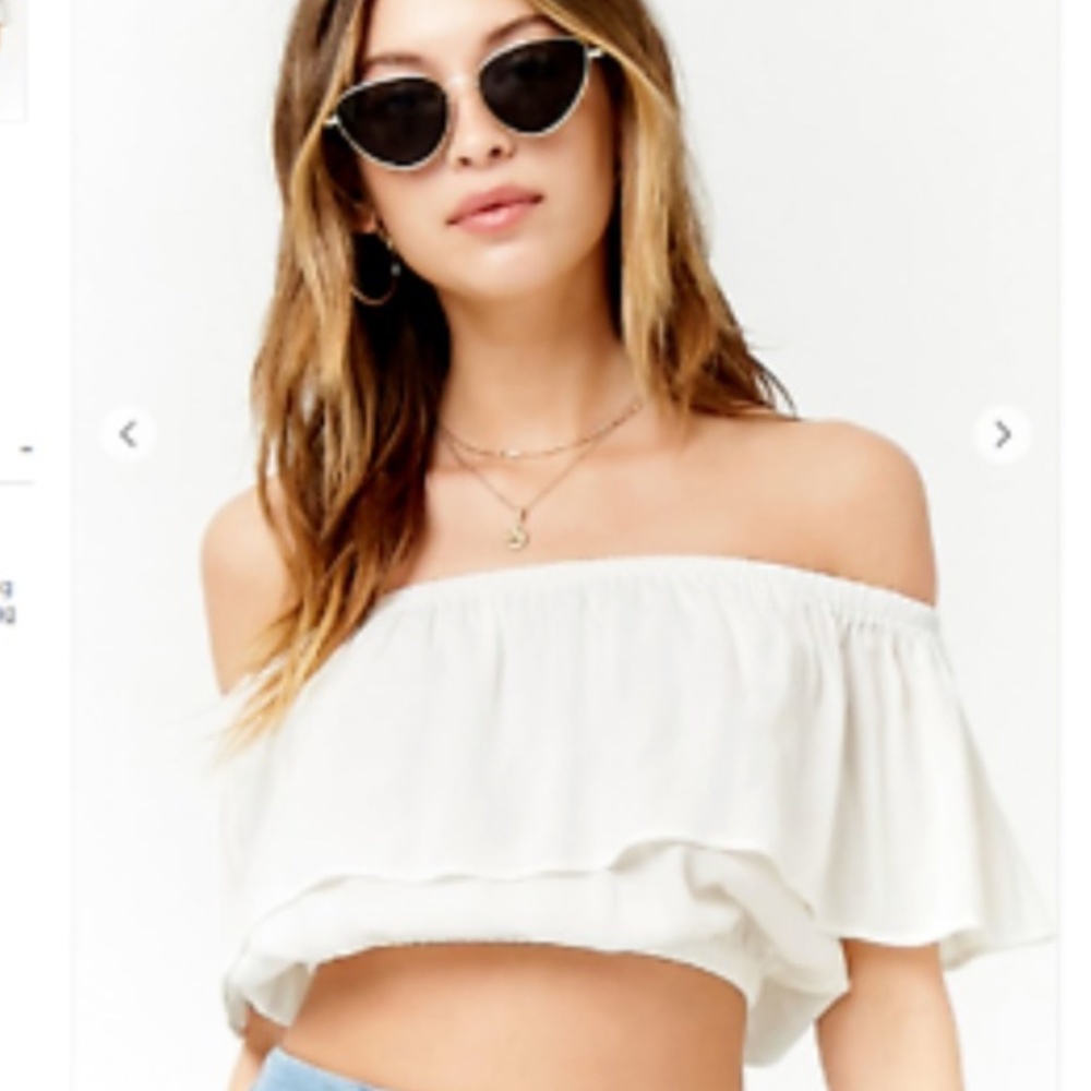 Forever 21 | Flounce Off The Shoulder Crop Top Sm